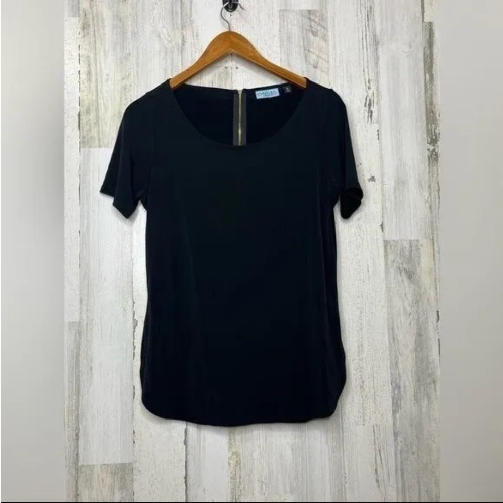 Cynthia Rowley Women's Short Sleeve Top Black Gold Size Small